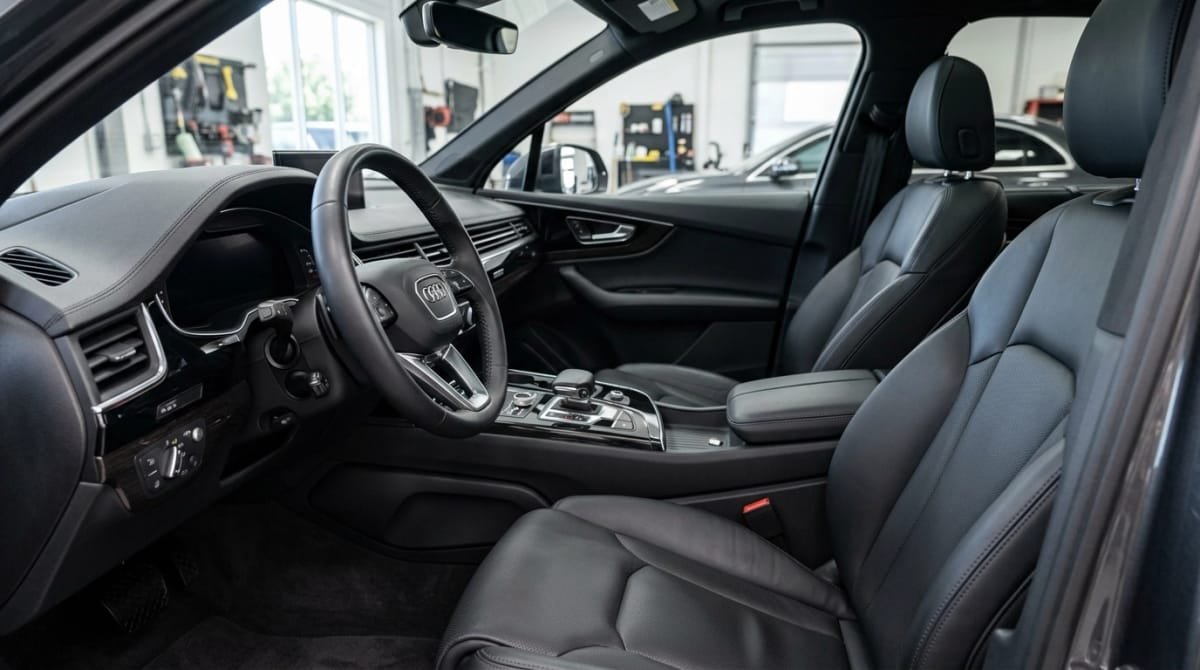 High-quality finished vehicle interior after professional detailing