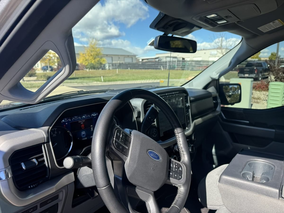 Ford F-150 dash and steering wheel after an interior detail